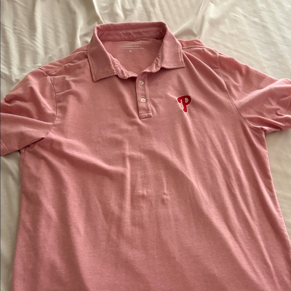 Vineyard Vines Pink Polo with Red 'P' Embroidery